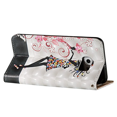 Galaxy S6 Edge Schutzhülle,Samsung S6 Edge PU Lederhülle Tasche,Sunroyal Cool Schwarz Mädchen Blumen Schmetterling Muster Bookstyle Brieftasche Flip Buchstil Wallet Case Protective Cover Etui Handytasche Schale Weichen Silikon Magnetverschluß mit Standfunktion und Karte Halter für Samsung Galaxy S6 Edge + Kristall Bling Diamant Anti Staub Schutz Stecker Stöpsel + Stylus Stift Touch Pen - 5
