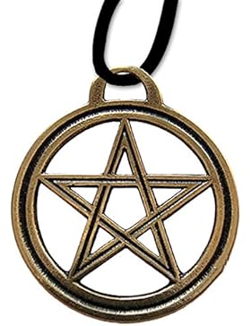 Anhänger Pentagramm Schmuck Amulett Pentagrammanhänger mit Lederhalsband Schmucksäckchen und Karte 01