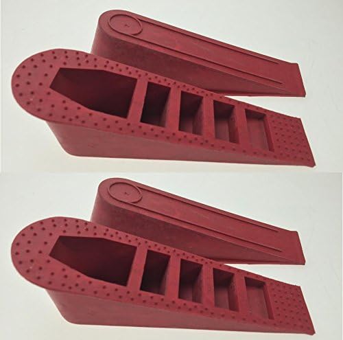 BluMagix Heavy Duty 100% Rubber Door Stopper, with Special Grooves for better Grip (4, Red)