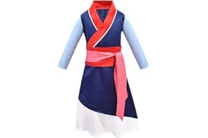Lito Angels Costume da principessa Hua Mulan per bambina Hanfu Vestire l'eroina cinese Vestito da festa di Halloween Blu 276