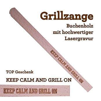 Grillzange Aus Holz Mit Hochwertiger Gravur Keep Calm And Grill On