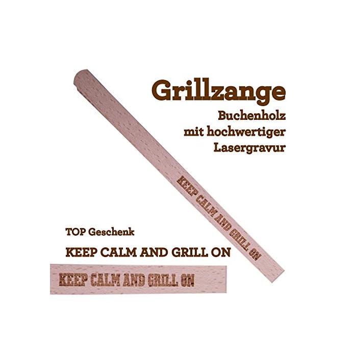 Grillzange Aus Holz Mit Hochwertiger Gravur Keep Calm And Grill On
