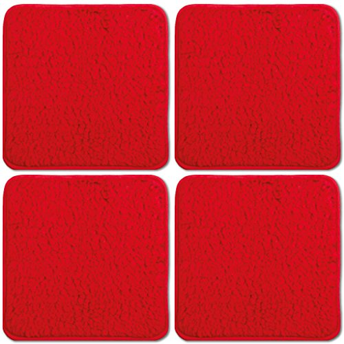 4er Pack Lammflor Stuhlkissen Sitzkissen Polsterkissen 36x36 cm Auswahl: rot - salsa