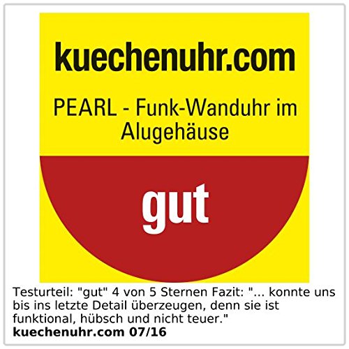 PEARL Elegante Funk-Wanduhr im Alugehäuse - 6