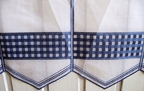 Scheibengardine Landhaus Karo Blau 45 cm H / Br. ab 1 Meter - 3