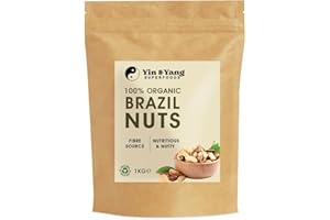 Organic Brazil Nuts 1kg – by Yin & Yang Superfoods. Whole, Raw, 100% Natural. Premium Quality. Source of Fibre, Protein, & Selenium. Contains Antioxidants, Certified Organic, GMO Free