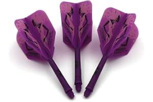 CUESOUL Rost Eje de dardo Integrado y Plumas estándar/lágrima de Pera/Forma Delgada con patrón Atractivo, Juego de 3 Piezas