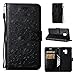 Produktbild Galaxy A7 2018 Hülle, Anlike Schutzhülle für Samsung Galaxy A7 2018 Wallet Tasche [Einhorn - geprägte Serie] Handyhülle - Schwarz