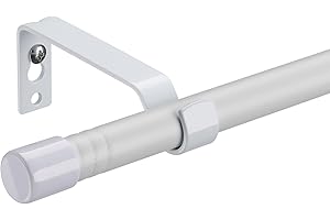 Harrms Barra de cortina para cortinas con ojales, color blanco mate, barra de cortina de gasa de 16 mm, barra de cortina de 76 a 198 cm, barra de cortina de ventana extensible con soportes ajustables