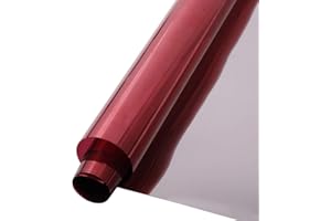 HOHOFILM 45cmx200cm One Way Mirror Window Films Daytime Privacy Reflective Window Tint Self-Adhesive Sun Blocking Heat Control Anti UV for Home,Buildings(Red Silver)
