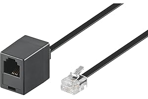 Goobay 68257 Cavo di allaccio telefono modulare 10 metri, nero, spina RJ11/RJ14 (6P4C) alla presa RJ11 (6P4C)