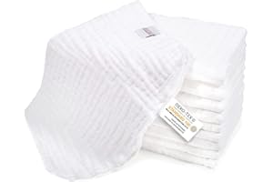 Makian - Muselinas Bebe Algodon 35x50 cm / Toalla Facial infantil / Muselina pañuelo pack 10 Ud. / Gasas para bebes sin sustancias nocivas, Certificado OEKO-TEX - blanco
