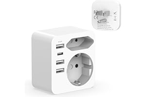 Hoppac Adaptateur Prise Voyage USA,6in1 France vers USA avec 3USB A Et 1USB C（3.4A 17W）,Portable, Multifonctions Prise AméRicaine FrançAis,Type B