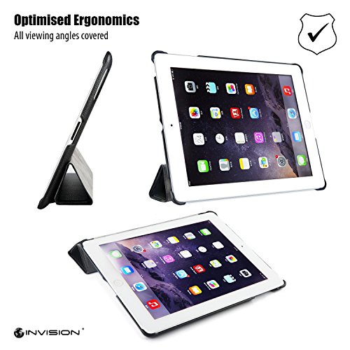 Invision® iPad 2 iPad 3 und iPad 4 Intelligente Hülle – Tolles Design – Magnetische Aufweck/Schlaf-Funktion – Hochwertiges PU-Leder (iPad 2 3 4 / Schwarz) - 4