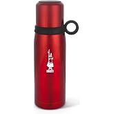 Bialetti - Termos - 460mL - Kırmızı Renk - Paslanmaz &Ccedil;elik - &Ccedil;ift Katmanlı - 12 Saat Sıcak 24 Saat Soğuk Tutar - Bardaklı Kap