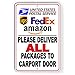 Produktbild Dozili Türschild aus Metall mit Aufschrift Please Deliverver All Packages to Carport 10" x 14" einfarbig