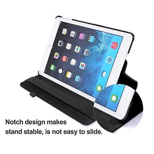 iPad Air Hülle, RC iPad Air iPad 5 360 drehende Smart Hülle PU Leder Abdeckung Gehäusedeckel für Apple iPad Air, Schwarz - 7