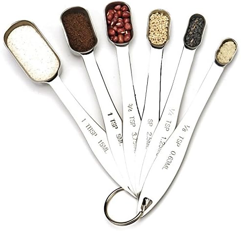 ZODIC Kitchen Craft Measuring Spoons Set of 6 with Measure Stick for Baking and Cooking Stainless Steel Tool