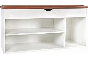 BRIGROS LA VOGLIA DI FARE WeHome - Cassapanca Scarpiera Con Seduta Imbottita, Scarpiera Salvaspazio, Panca Contenitore, Mobile Ingresso Per Arredamento Casa Con Cassette Legno (Rovere Sbiancato, 3 Scomparti, 63x115x24)