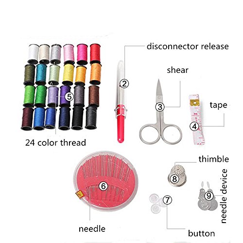 Hrph DIY 24-Nadel-Band Scissor Multifunktions -Themen Nähsets Tragbare Nützliche Reise Home Werkzeuge - 2
