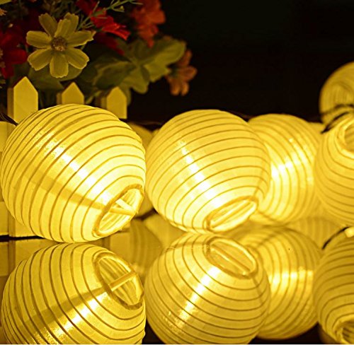 Solar Lichterkette 30 LEDs 6 Meter Solarbetrieben Lampions Laterne Lichterkette Wasserfest Weihnachten Dekoration für Garten, Terrasse, Penthouse Haus, Outdoor, Party, Hochzeit, Hof, Feiern – Warmweiß Lunlight [Energieklasse A+++] - 4