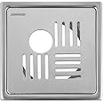 Johnson Bathrooms Ruby 5x5 inches Square Floor Drain with Hole | SS304 Grade Floor Trap Jali/Drain Cover| Anti-Rust, Matt/Satin Finish | 2 Yr Warranty (T2981S1 - Stainless Steel)