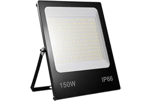 Yinet-EU Faretto LED da Esterno 150W 15000LM Faretto LED Proiettore Bianco Caldo 3000K Luce di Sicurezza Ultra Sottile Impermeabile IP66 Lampada Esterno LED Floodlight per Garage Giardino