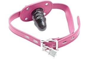 Roluck Mordazas Dildo Gag con cerradura Gag Boca Ajustable Bondage Pene Gag SM Fetish Sex Toy (S)