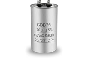 Iruihoo CBB65 40uF Motorkondensator 450V AC 50/60Hz,40µF Anlauf und Betriebskondensator mit Selbstheilung, Metallgehäuse für Klimaanlage, Kühlschrank, Kompressor