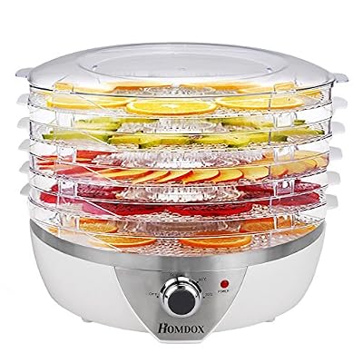 Homdox Déshydrateur de Fruits et Légumes/500 W/5 plateaux