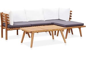 vidaXL Akazienholz Massiv Gartenmöbel 5-TLG. Gartenset Sitzgruppe Garten Garnitur Lounge Sofa Sitzgarnitur Gartensofa Ecksofa Mittelsofa