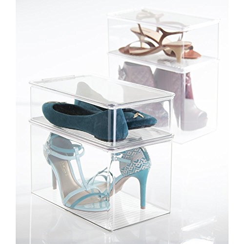 mDesign Schrank-Organizer Schuhkarton Aufbewahrungsbox, für Hackenschuhe, hohe Pumps, Stiefel – Durchsichtig - 2