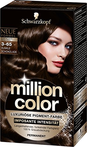 Million Color Intensiv-Pigment-Farbe 3-65 Dunkle Schokolade Stufe 3, 3er Pack (3 x 126 ml)