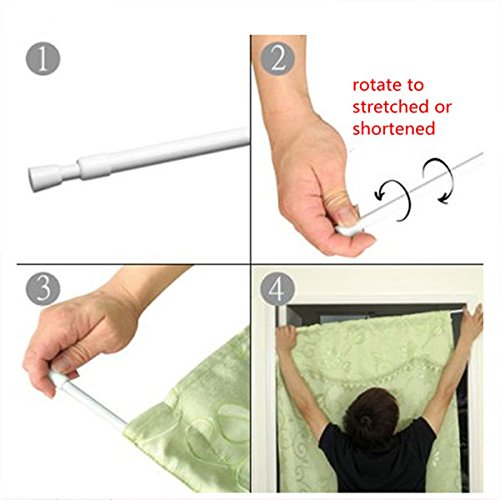 Ausziehbar Scheibengardinenstange Tür- Fenster- Klemmstange Gardinenstange Dusche (weiß, 70 bis 120 cm) - 5