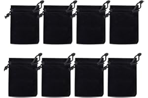 NAZEAUF Jewellery Bags - 8pcs Velvet Jewelry Pouches - Velvet Drawstring Jewellery Bag - Black Small Size Jewellery Bags,Small Gift Bags for Jewellery,Drawstring Pouch for Jewellery,Jewelry Storage Bags 9x7cm