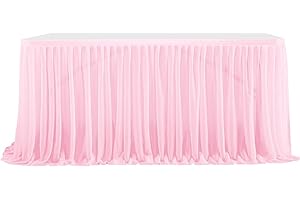 WWQQKJ Tüll-Tischrock, romantischer, Flauschiger Tüll-Schreibtischgaze for Kuchen, Geburtstage, Taufen, Hochzeitstische, Weihnachtsdekoration (Color : Rosa Medio, Size : 4FT/122x77cm)