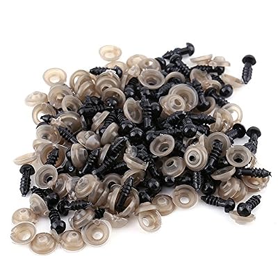 Walfront Kit de 100pcs Yeux de Poupée Noir en Plastique pour DIY Amigurumis Loisirs Créatifs(6mm)