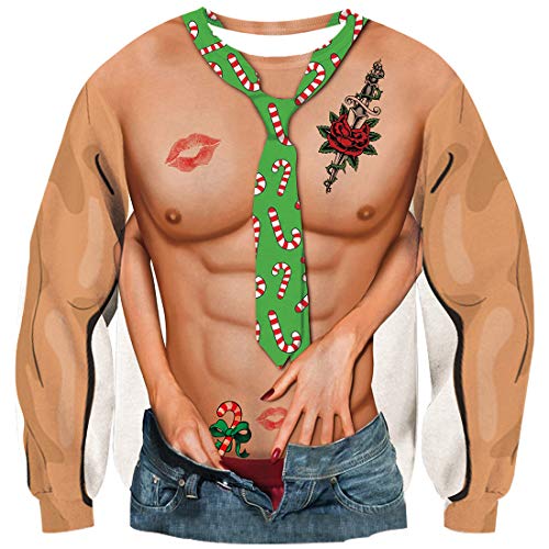 Goodstoworld Sweatshirt De NoëL 3D Imprimé Ugly Funny Unisexe Fantaisie Coloré Jumper Pullover T Shirt Tops Nuit Folle L