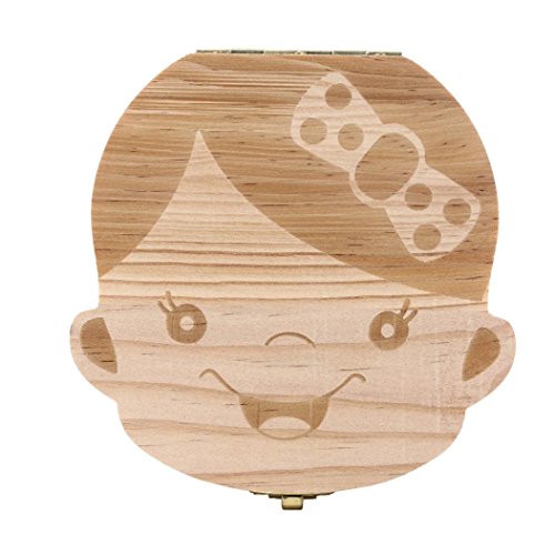 Tefamore Milchzähne-Box aus Holz Zahn Album Andenken Souvenir Box Organizer - 4