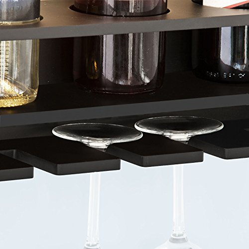 SoBuy® Weinflaschenhalter, Wandregal mit Weinflaschenablage und Weinglashalter, Hängeregal, Gläserhalter, FRG66-L-SCH - 5