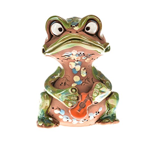 Ceramics World art-030803 Spardose "Frosch mit Gitarre", Handarbeit