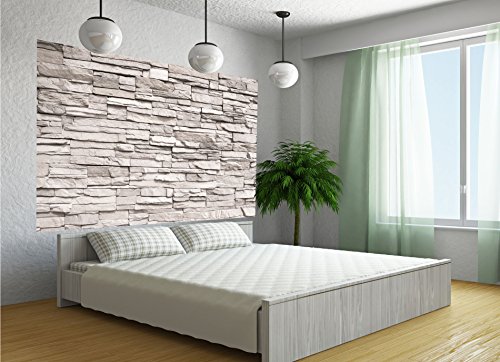 Fototapete Weiße Steinwand Wand-dekoration – Wandbild Steinmauer Poster-Motiv by GREAT ART (210 x 140 cm) - 9