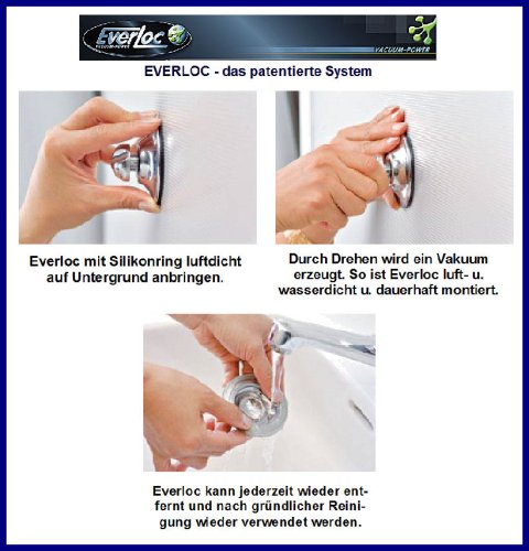 Everloc, 4 große Haken / Durchmesser 7 cm /10505 Saugnapfhalterung - 2