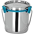 PDDFALCON Stainless Steel Akhand - Jointless Milk Can/Oil Can/Milk Barni/Oil Pot with Lid, 1500ML Capacity, 14Cm Dia, Silver (Barni 1050ml, Sea Green)