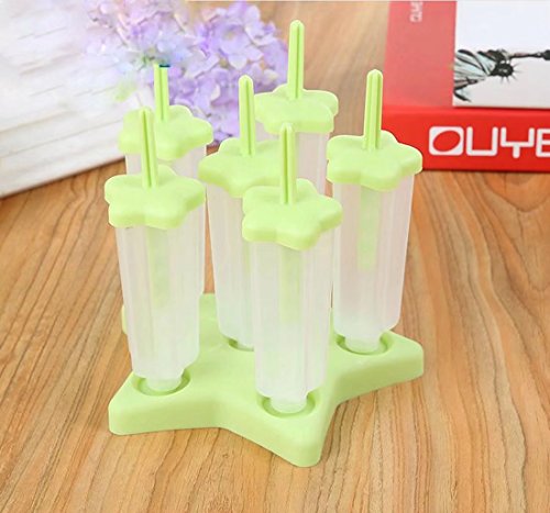 Vpsan 6 Eis Star-Pop Formen am Stiel Formen Wiederverwendbaren Stieleis-Formen,Eisformen Beste Eiscreme Formen(Grün) - 3