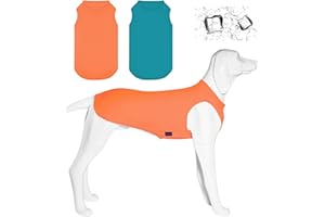 Kickred 2 Pack Hund Kühlung Shirts, EIS Haustier Weste Hund Kleidung für Instant Kühlung, ultraleichte atmungsaktive ärmellose T-Shirts für mittlere Hunde (Pfauenblau+Orangenrot, XL)