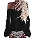 Produktbild TianWlio Lange Bluse Damen Frauen Schulterfrei Langarm Spitze Oberteil Pullover Pills Lose Bluse Tops T-Shirt Langarmshirt Trompetenärmel