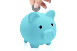 Coco Berming Hucha Cerdito, Pig Hucha de PláStico Suave para Decoración del Hogar, como Regalo para Cumpleaños, Fiestas (Azul Cielo)