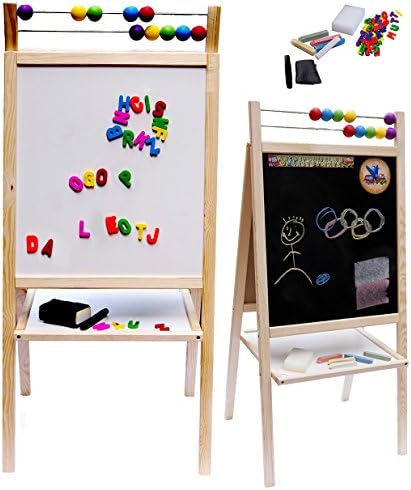 Salut, 100X46X40 CM Maman Blackboard Whiteboard Wooden Foldable Malgestell Dummy Board Set, Natural