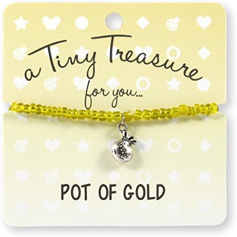 Pot of Gold Yellow Coloured tiny Glass beads and Money Pouch Charm Tiny Treasure Gift Birthstone Bracelet Wealth and Good Luck